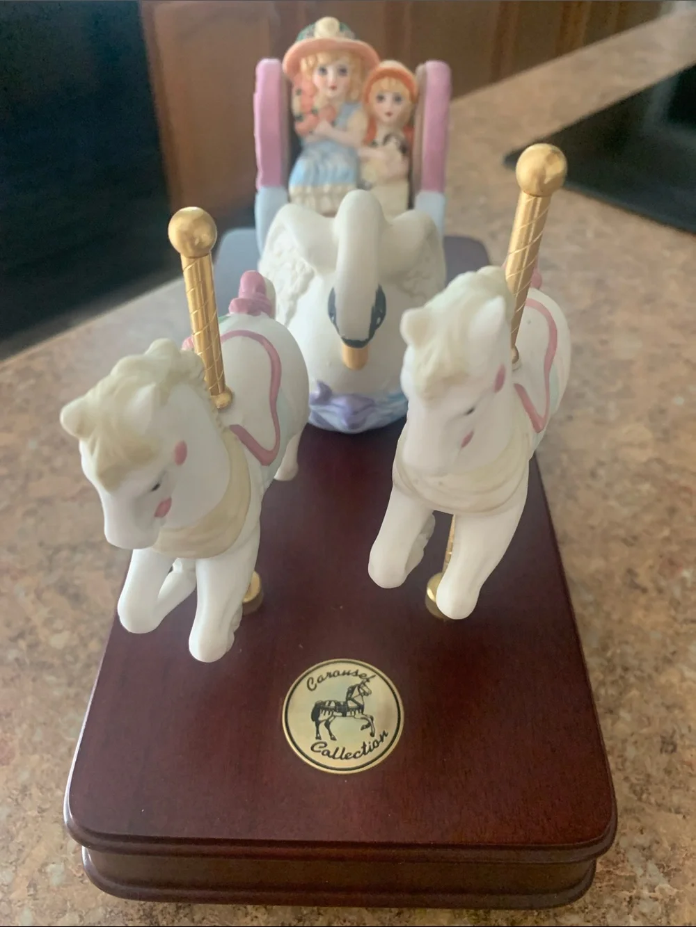 Porcelain Swan Carousel Vanity Tray in White and Pink